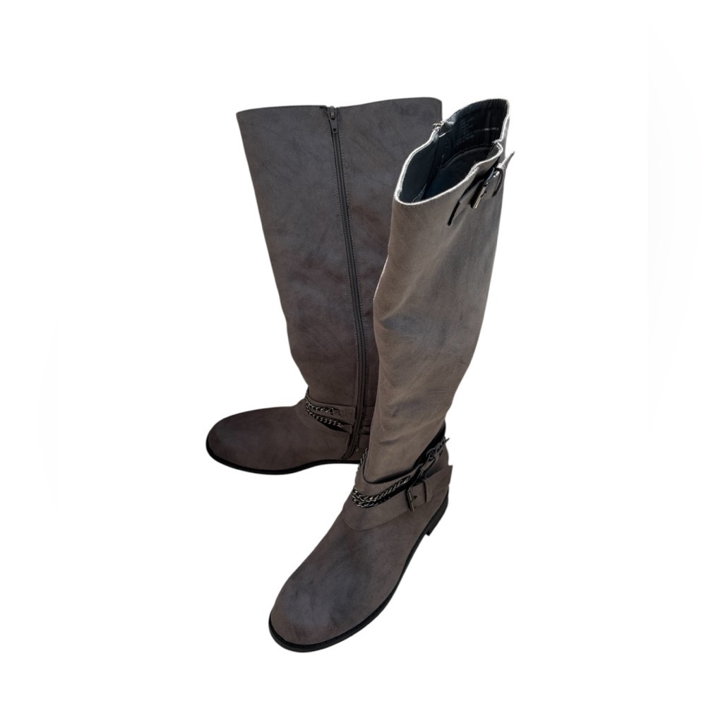 JustFab Over the Knee Gray Boots Size 9,5 Faux Suede - Picture 2 of 11